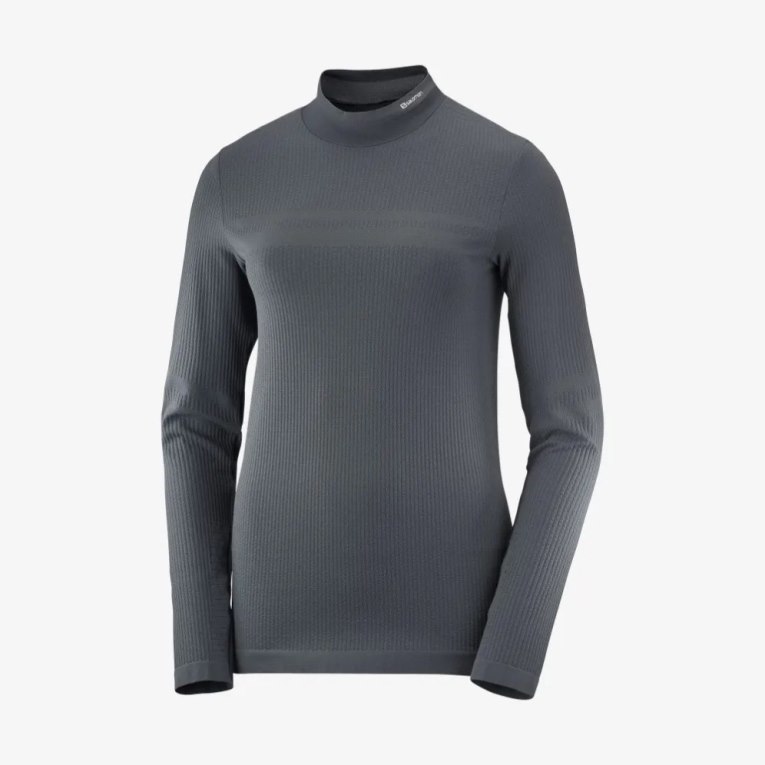 Camiseta Salomon Essential Seamless Long Sleeve Feminino Pretas | PT I36521